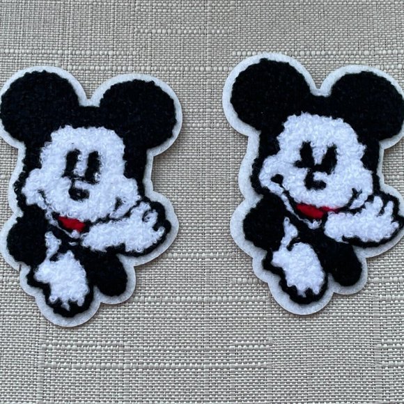 Iron On Patches Lot of 2 Patches BlackWhite Tone Embroidery Patches - Picture 2 of 7